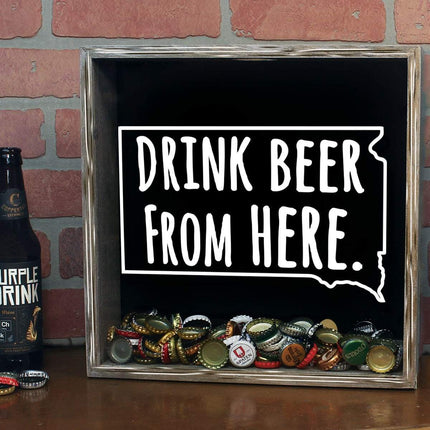 South Dakota Drink Beer From Here Beer Cap Shadow Box