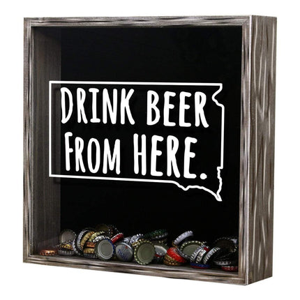South Dakota Drink Beer From Here Beer Cap Shadow Box
