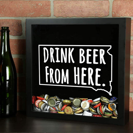 South Dakota Drink Beer From Here Beer Cap Shadow Box
