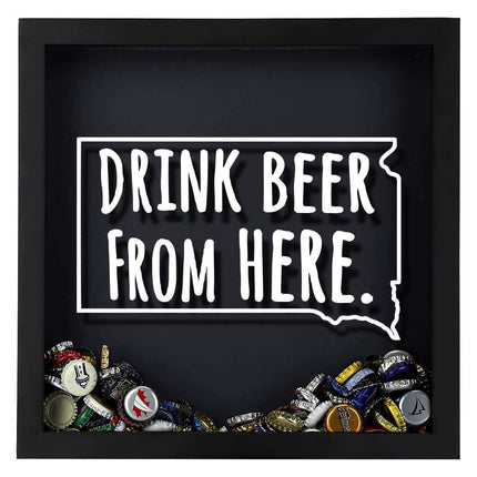South Dakota Drink Beer From Here Beer Cap Shadow Box