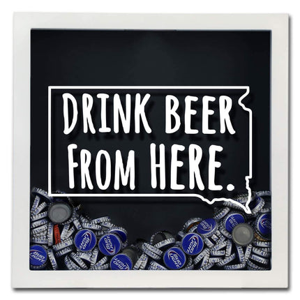South Dakota Drink Beer From Here Beer Cap Shadow Box