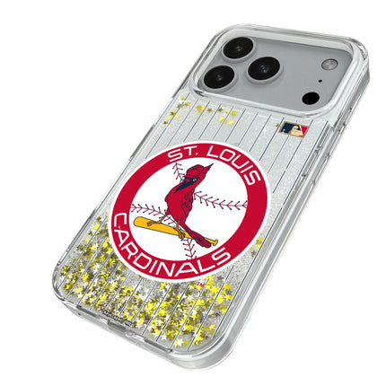 St Louis Cardinals 1966-1997 - Cooperstown Collection Pinstripe Glitter Phone Case for Apple iPhone