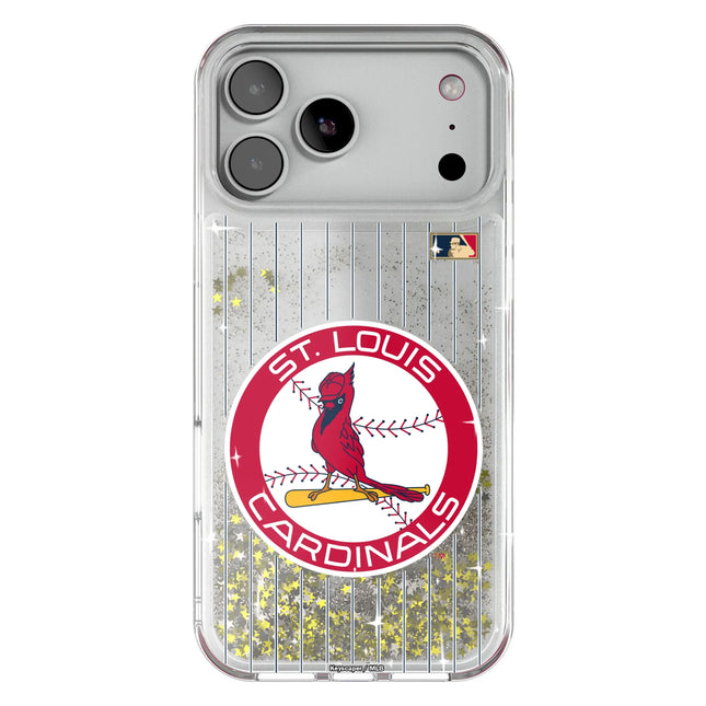 St Louis Cardinals 1966-1997 - Cooperstown Collection Pinstripe Glitter Phone Case for Apple iPhone
