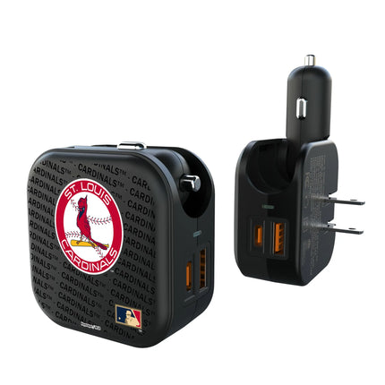 St Louis Cardinals 1966-1997 - Cooperstown Collection Text Backdrop 2 in 1 USB A/C Charger
