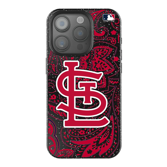 St Louis Cardinals Paisley Black Bling Phone Case for Apple iPhone