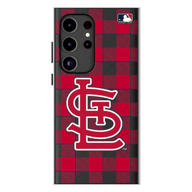 St Louis Cardinals Plaid MagSafe Compatible Phone Case for Samsung Galaxy