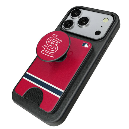 St Louis Cardinals Stripe PopSockets MagSafe-Compatible PopWallet+