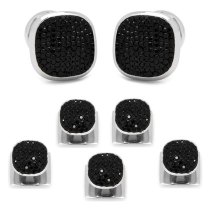 Stainless Steel Black Pave Crystal 5 Stud Set