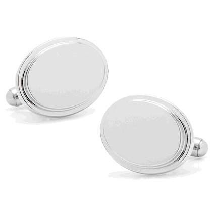 Stainless Steel Oval Engravable Cufflinks