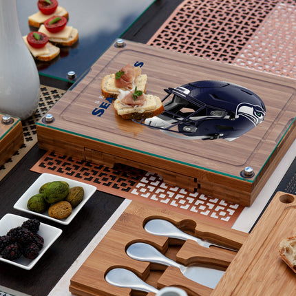 Seattle Seahawks - Concerto Glass Top Cheese Cutting Board & Tools Set