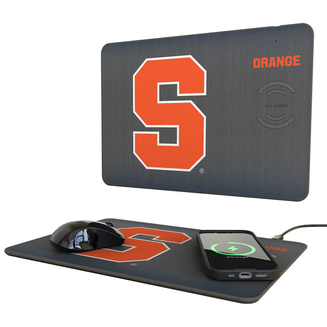 Syracuse University Orange Linen 15-Watt Wireless Charger and Mouse Pad