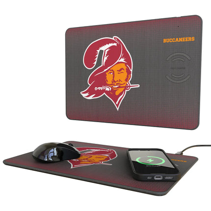 Tampa Bay Buccaneers Historic Collection Linen 15-Watt Wireless Charger and Mouse Pad