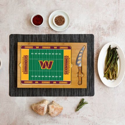 Washington Commanders Football Field - Icon Glass Top Cutting Board & Knife Set