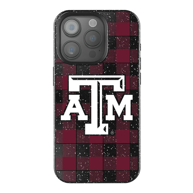 Texas A&M University Aggies Plaid Black Bling Phone Case for Apple iPhone
