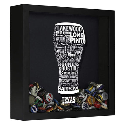 Texas Beer Typography Shadow Box