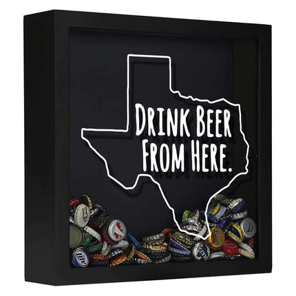 Texas Drink Beer From Here Beer Cap Shadow Box