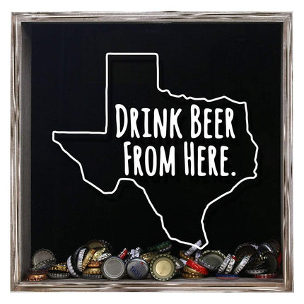 Texas Drink Beer From Here Beer Cap Shadow Box