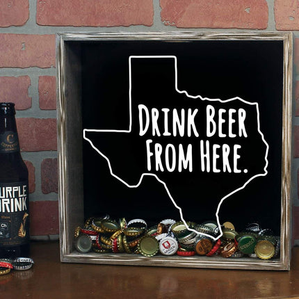 Texas Drink Beer From Here Beer Cap Shadow Box