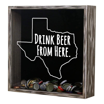 Texas Drink Beer From Here Beer Cap Shadow Box