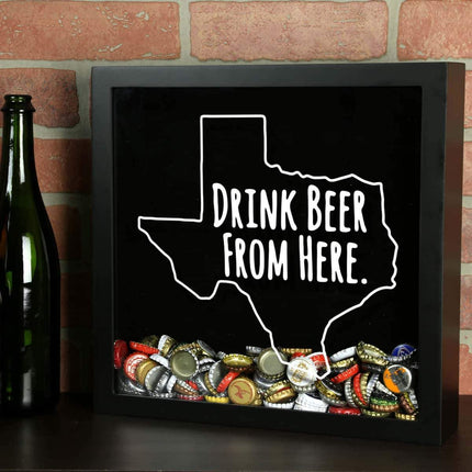 Texas Drink Beer From Here Beer Cap Shadow Box