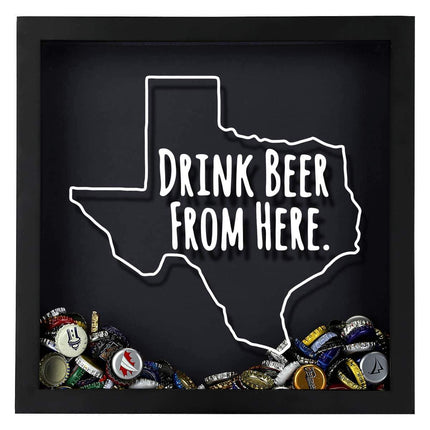 Texas Drink Beer From Here Beer Cap Shadow Box
