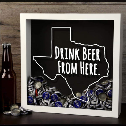 Texas Drink Beer From Here Beer Cap Shadow Box