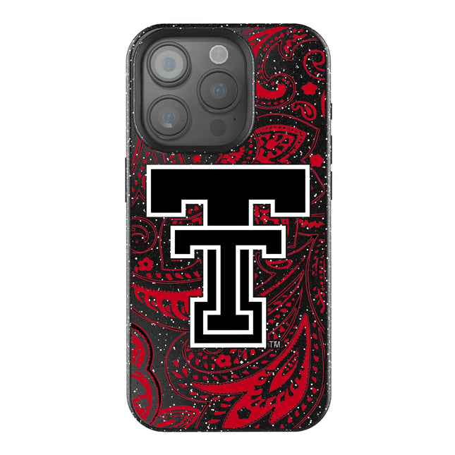 Texas Tech Red Raiders Paisley Black Bling Phone Case for Apple iPhone
