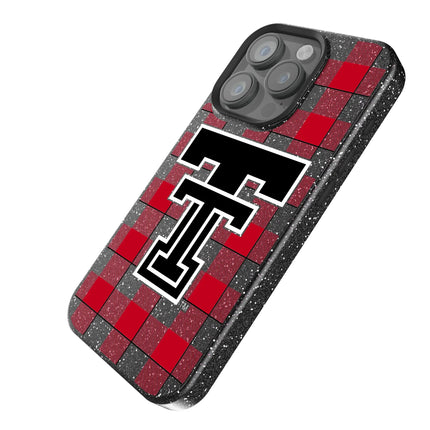 Texas Tech Red Raiders Plaid Black Bling Phone Case for Apple iPhone