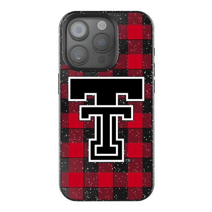 Texas Tech Red Raiders Plaid Black Bling Phone Case for Apple iPhone