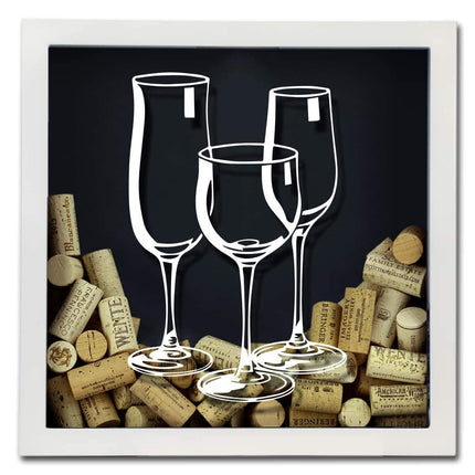 Three Wine Glasses Wine Cork Shadow Box