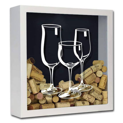 Three Wine Glasses Wine Cork Shadow Box
