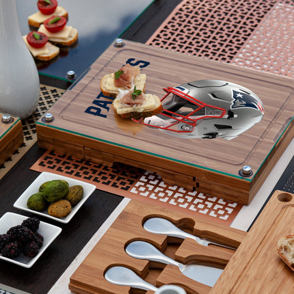 New England Patriots - Concerto Glass Top Cheese Cutting Board & Tools Set