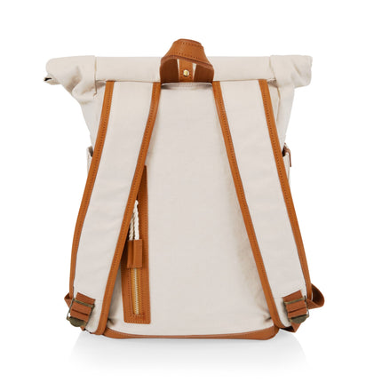 Carmel Roll Top Picnic Backpack Cooler with Utensil Set & Glass Water Bottles