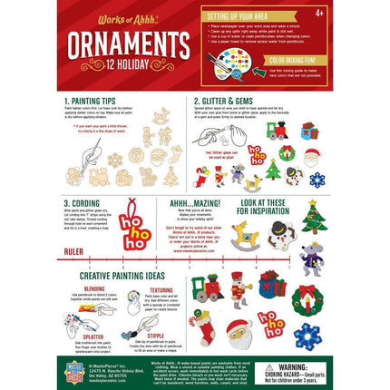 12 Holiday Ornaments Wood Craft & Paint Kit