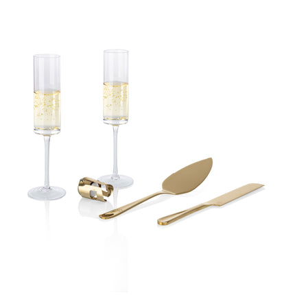 Arbane Champagne Glass Set with Cake Knife