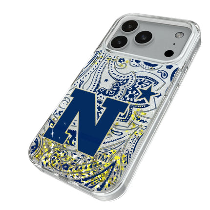 United State Naval Academy Midshipmen Paisley Glitter Phone Case for Apple iPhone
