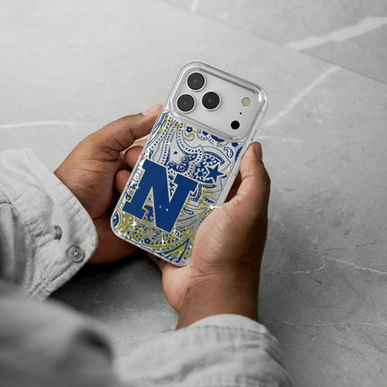 United State Naval Academy Midshipmen Paisley Glitter Phone Case for Apple iPhone