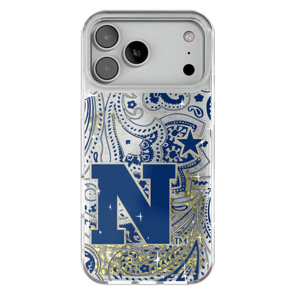 United State Naval Academy Midshipmen Paisley Glitter Phone Case for Apple iPhone