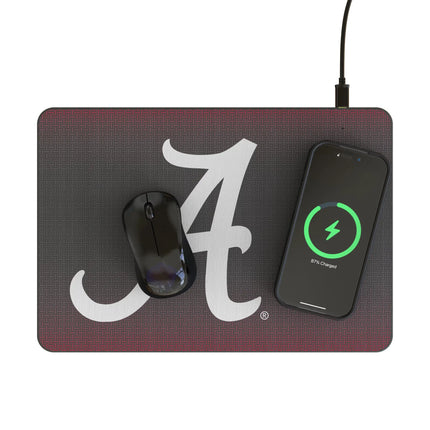 University of Alabama Crimson Tide Script A Linen 15-Watt Wireless Charger and Mouse Pad