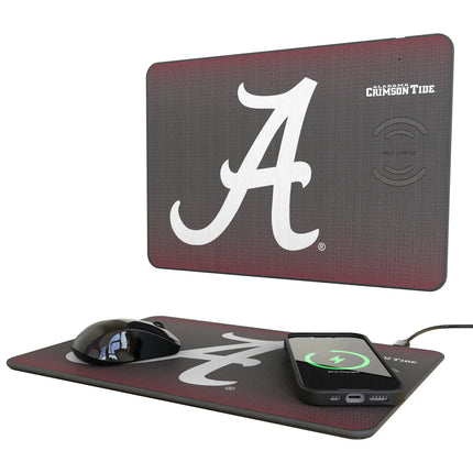 University of Alabama Crimson Tide Script A Linen 15-Watt Wireless Charger and Mouse Pad