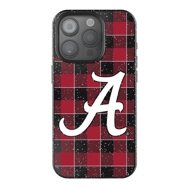 University of Alabama Crimson Tide Script A Plaid Black Bling Phone Case for Apple iPhone