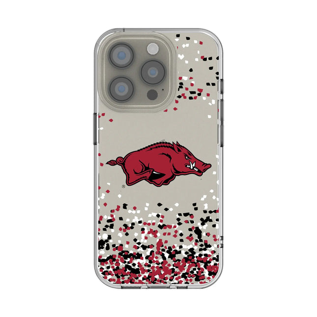 University of Arkansas Fayetteville Razorbacks Confetti Clear Phone Case for Apple iPhone