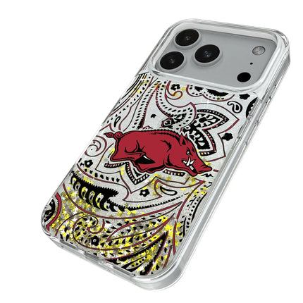 University of Arkansas Fayetteville Razorbacks Paisley Glitter Phone Case for Apple iPhone