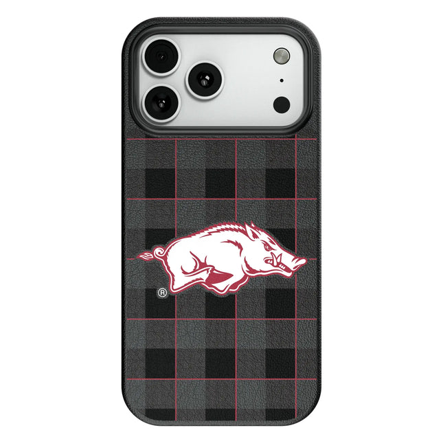University of Arkansas Fayetteville Razorbacks Plaid MagSafe Compatible Phone Case for Apple iPhone