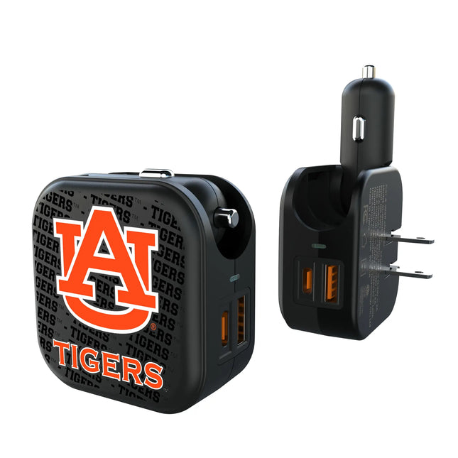 University of Auburn Tigers Text Backdrop 2 in 1 USB A/C Charger