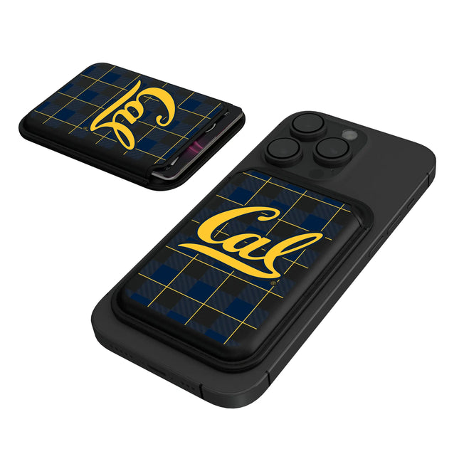 University of California Berkeley Golden Bears Plaid Black Magnetic Credit Card Wallet