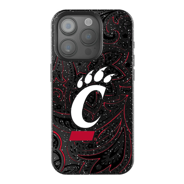 University of Cincinnati Bearcats Paisley Black Bling Phone Case for Apple iPhone
