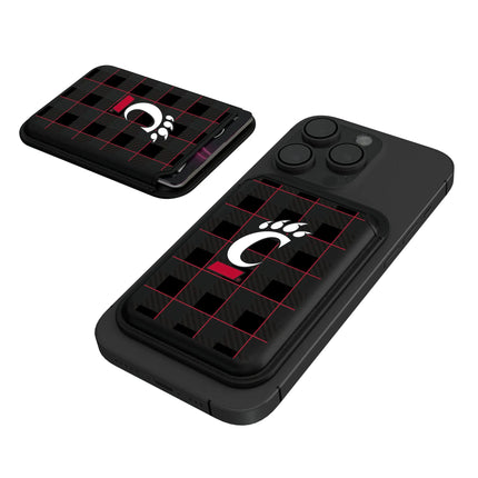 University of Cincinnati Bearcats Plaid Black Magnetic Credit Card Wallet