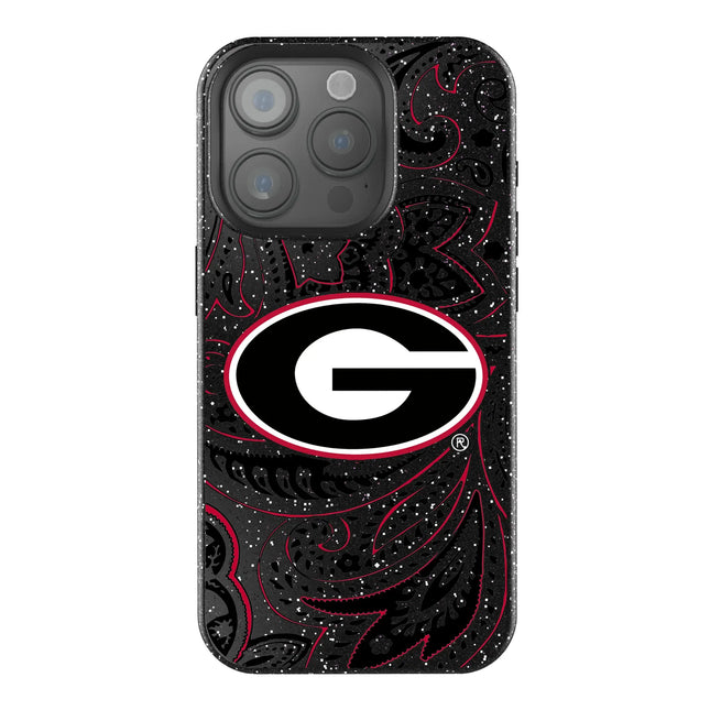 University of Georgia Bulldogs Paisley Black Bling Phone Case for Apple iPhone