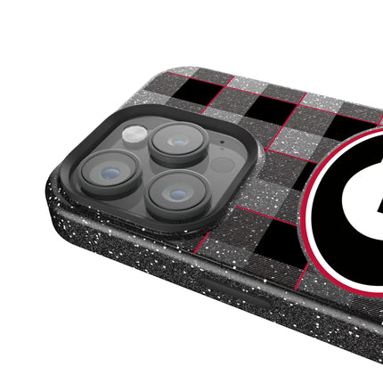 University of Georgia Bulldogs Plaid Black Bling Phone Case for Apple iPhone